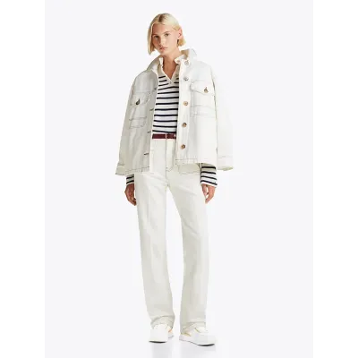 Baskets Tommy Hilfiger TH Monogram Metallic blanches et ivoire pour femme - FW0FW08387-0K4