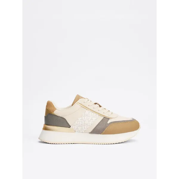 TH MONOGRAM METALLIC TRAINERS