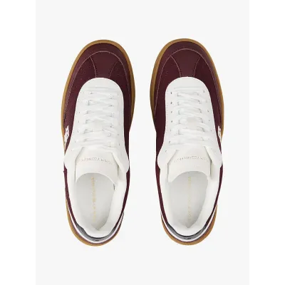 Baskets Tommy Hilfiger TH Monogram Colour-Blocked bordeaux et blanc pour femme - FW0FW08380-0KP