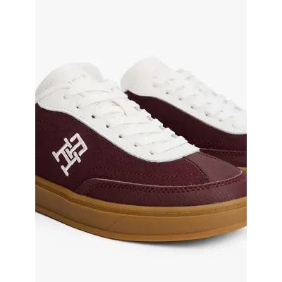 Baskets Tommy Hilfiger TH Monogram Colour-Blocked bordeaux et blanc pour femme - FW0FW08380-0KP