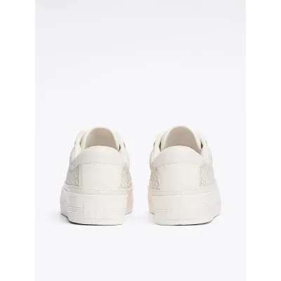 Baskets Tommy Hilfiger Monogram Leather Flatform Trainers ivoire pour femme - FW0FW08331-Z00