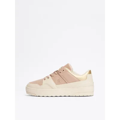 Baskets Tommy Hilfiger Feminine Basket Sneaker beige et rose pour femme - FW0FW08326-0F8