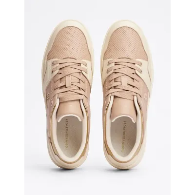 Baskets Tommy Hilfiger Feminine Basket Sneaker beige et rose pour femme - FW0FW08326-0F8
