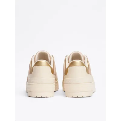 Baskets Tommy Hilfiger Feminine Basket Sneaker beige et rose pour femme - FW0FW08326-0F8
