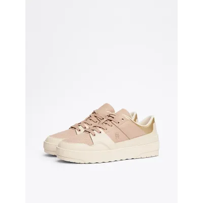 Baskets Tommy Hilfiger Feminine Basket Sneaker beige et rose pour femme - FW0FW08326-0F8