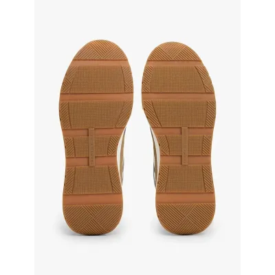 Baskets Tommy Hilfiger Casual Fashion Runner Leather beige et ivoire pour femme - FW0FW08325-0F4