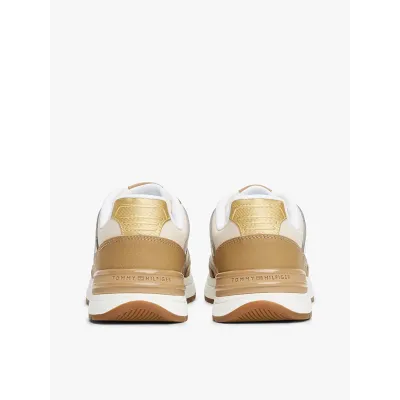 Baskets Tommy Hilfiger Casual Fashion Runner Leather beige et ivoire pour femme - FW0FW08325-0F4
