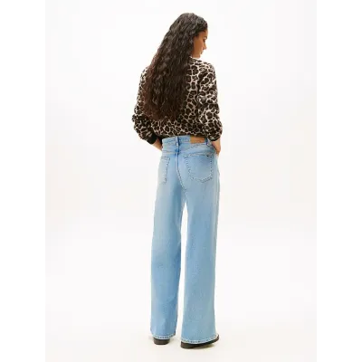 Jean Tommy Jeans Claire High Rise Wide Leg bleu clair denim pour femme - DW0DW20583-1AB
