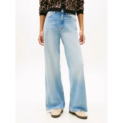 Jean Tommy Jeans Claire High Rise Wide Leg bleu clair denim pour femme - DW0DW20583-1AB