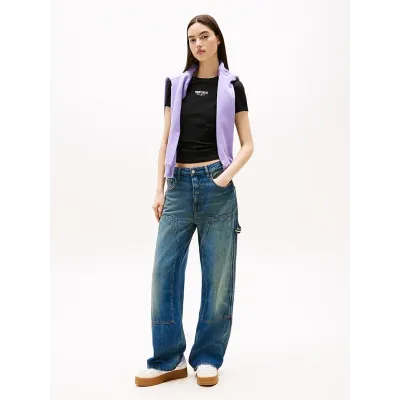 T-shirt Tommy Jeans Extra Slim manches courtes noir pour femme - DW0DW20913-BDS