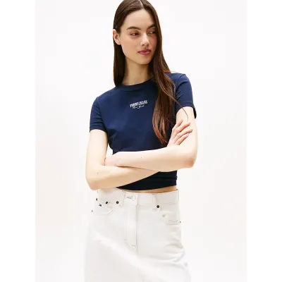 T-shirt Tommy Jeans Extra Slim manches courtes bleu marine pour femme - DW0DW20913-C1G
