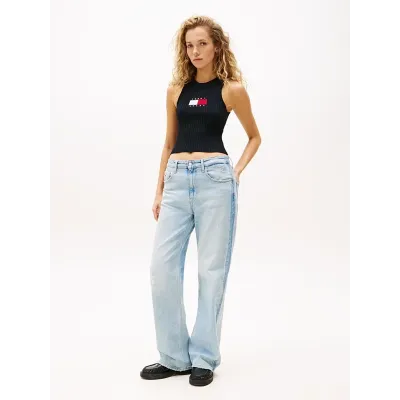 Débardeur Tommy Jeans Rib Racer Tank noir pour femme - DW0DW20975-BDS