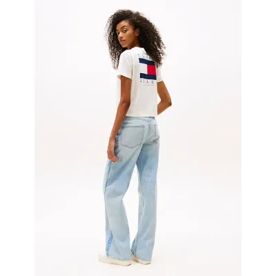 T-shirt Tommy Jeans Back Flag Logo blanc pour femme - DW0DW21423-YBH