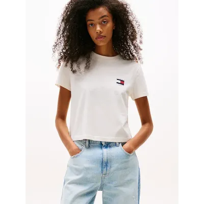 T-shirt Tommy Jeans Back Flag Logo blanc pour femme - DW0DW21423-YBH