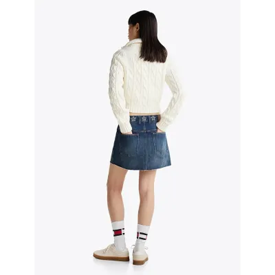 Jupe mini en jean Tommy Jeans Studded Denim bleu avec clous pour femme - DW0DW19875-1BK