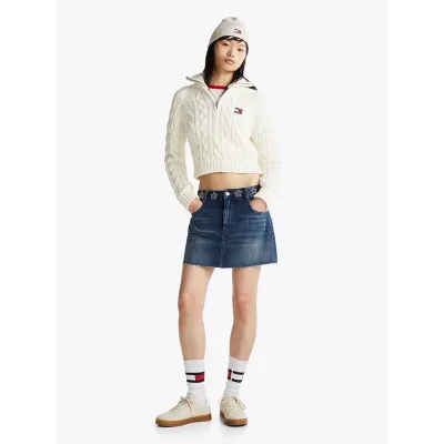 Jupe mini en jean Tommy Jeans Studded Denim bleu avec clous pour femme - DW0DW19875-1BK