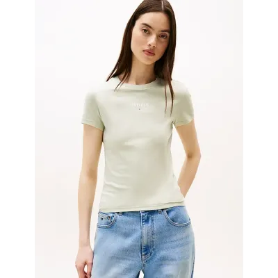 T-shirt Tommy Jeans Slim Essential Logo vert clair pour femme - DW0DW20913-M1C