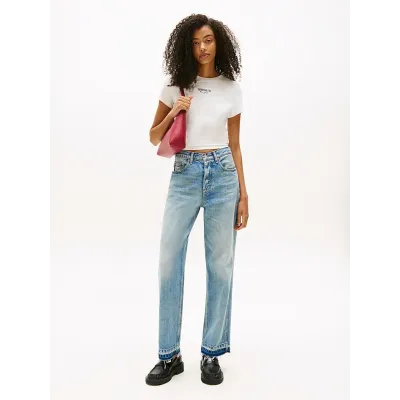 T-shirt Tommy Jeans Extra Slim manches courtes blanc pour femme - DW0DW20913-YBL