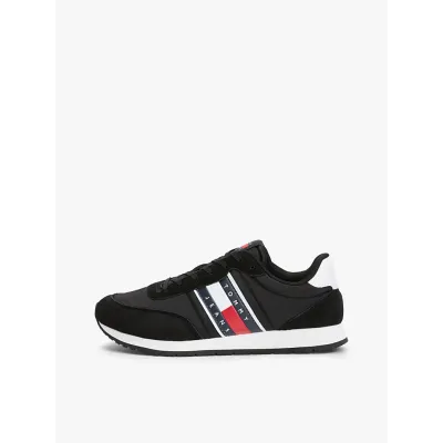 Baskets Tommy Jeans Runner Casual Essential noires pour homme - EM0EM01351-BDS