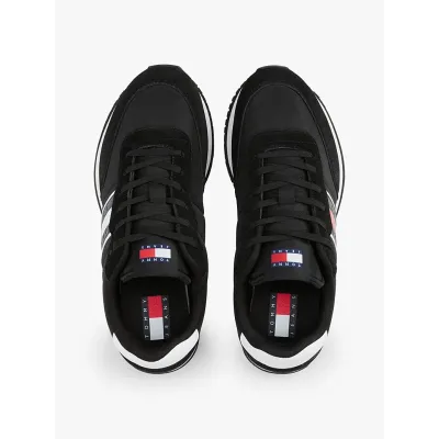 Baskets Tommy Jeans Runner Casual Essential noires pour homme - EM0EM01351-BDS