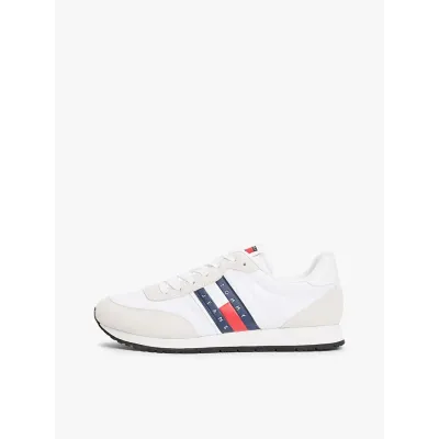 Baskets Tommy Jeans Runner Casual Essential blanches pour homme - EM0EM01351-YBR