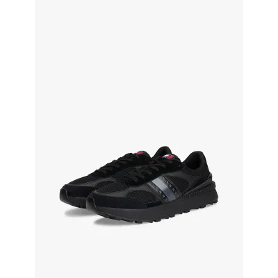 Baskets Tommy Jeans Technical Runner Essential noires pour homme - EM0EM01537-BDS