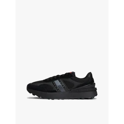 Baskets Tommy Jeans Technical Runner Essential noires pour homme - EM0EM01537-BDS