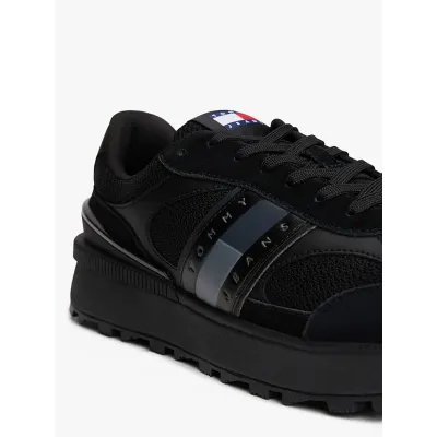 Baskets Tommy Jeans Technical Runner Essential noires pour homme - EM0EM01537-BDS