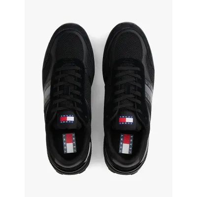 Baskets Tommy Jeans Technical Runner Essential noires pour homme - EM0EM01537-BDS