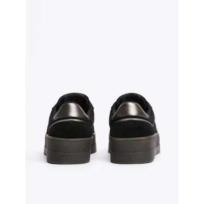 Baskets Tommy Jeans The Greenwich Suede Flatform noires pour femme - EN0EN02676-BDS