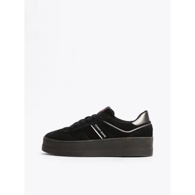 Baskets Tommy Jeans The Greenwich Suede Flatform noires pour femme - EN0EN02676-BDS