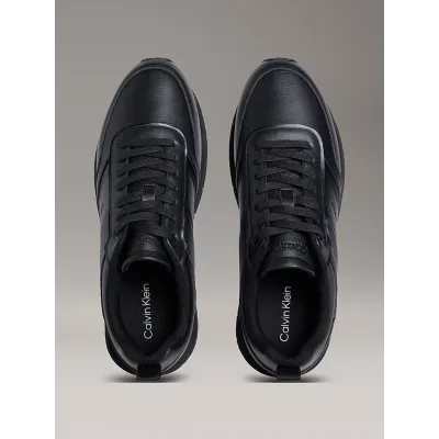Baskets Calvin Klein Leather Low Profile noires pour homme - HM0HM01897-0GJ