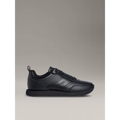 Baskets Calvin Klein Leather Low Profile noires pour homme - HM0HM01897-0GJ