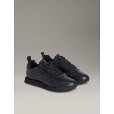 Baskets Calvin Klein Leather Low Profile noires pour homme - HM0HM01897-0GJ