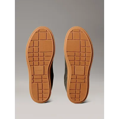 Baskets Calvin Klein Suede Signature Logo kaki pour femme - HW0HW02683-09S