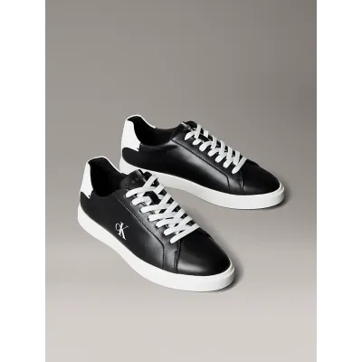 Baskets Calvin Klein Low Pro Cups Leather Monogram noires pour femme - HW0HW02823-BEH