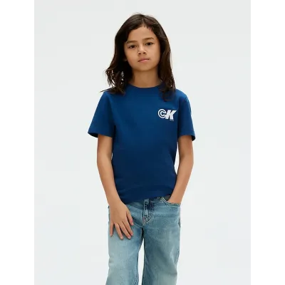 T-shirt Calvin Klein Logo bleu pour enfant - IB0IB02544-C3I