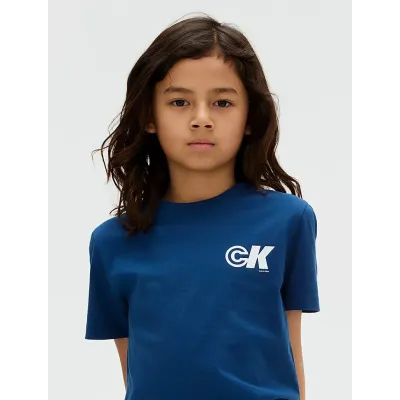 T-shirt Calvin Klein Logo bleu pour enfant - IB0IB02544-C3I
