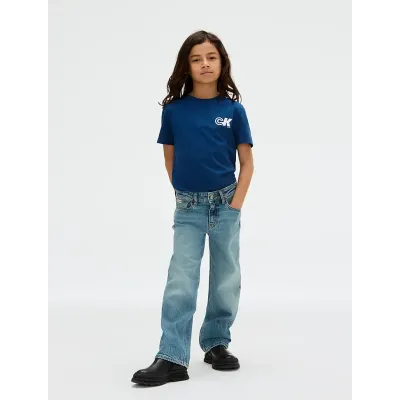T-shirt Calvin Klein Logo bleu pour enfant - IB0IB02544-C3I