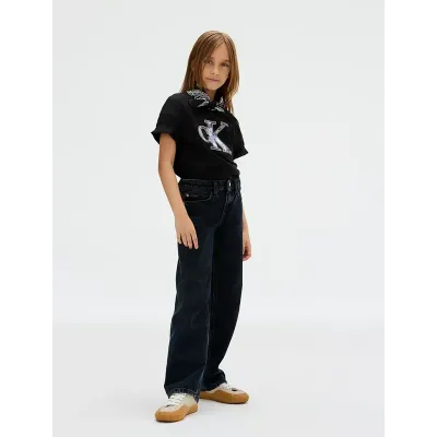 T-shirt Calvin Klein Relaxed Logo noir pour fille - IG0IG02975-BEH