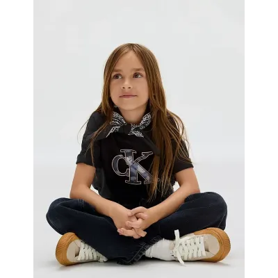 T-shirt Calvin Klein Relaxed Logo noir pour fille - IG0IG02975-BEH