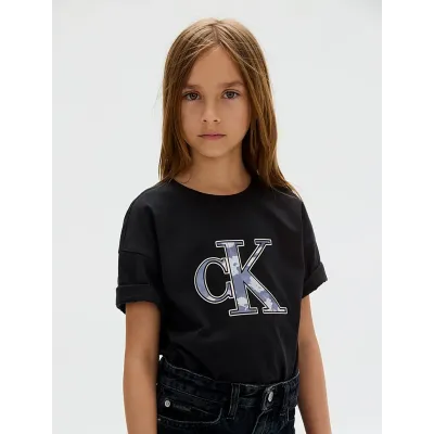 T-shirt Calvin Klein Relaxed Logo noir pour fille - IG0IG02975-BEH