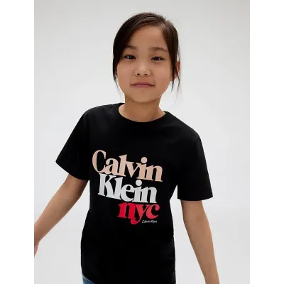 T-shirt Calvin Klein Pearl Signature NYC noir pour fille - IG0IG02991-BEH