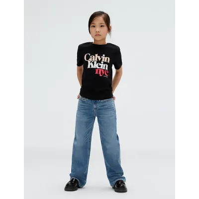 T-shirt Calvin Klein Pearl Signature NYC noir pour fille - IG0IG02991-BEH