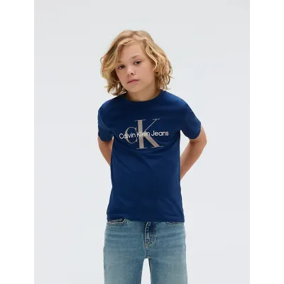 T-shirt Calvin Klein Kids Logo bleu marine pour enfant - IU0IU00676-C3I