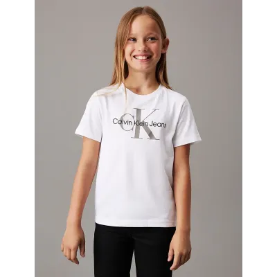 T-shirt Calvin Klein Kids Logo blanc pour enfant - IU0IU00676-YAF