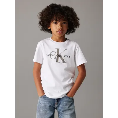 T-shirt Calvin Klein Kids Logo blanc pour enfant - IU0IU00676-YAF