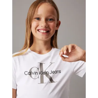 T-shirt Calvin Klein Kids Logo blanc pour enfant - IU0IU00676-YAF