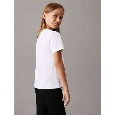 T-shirt Calvin Klein Kids Logo blanc pour enfant - IU0IU00676-YAF