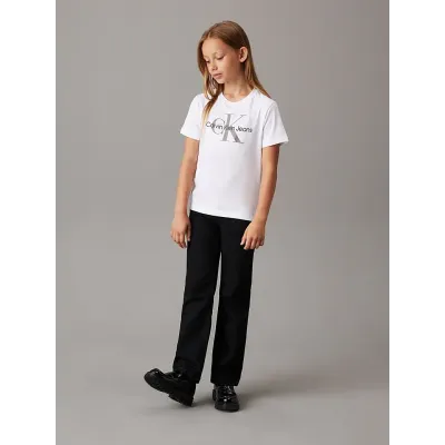 T-shirt Calvin Klein Kids Logo blanc pour enfant - IU0IU00676-YAF